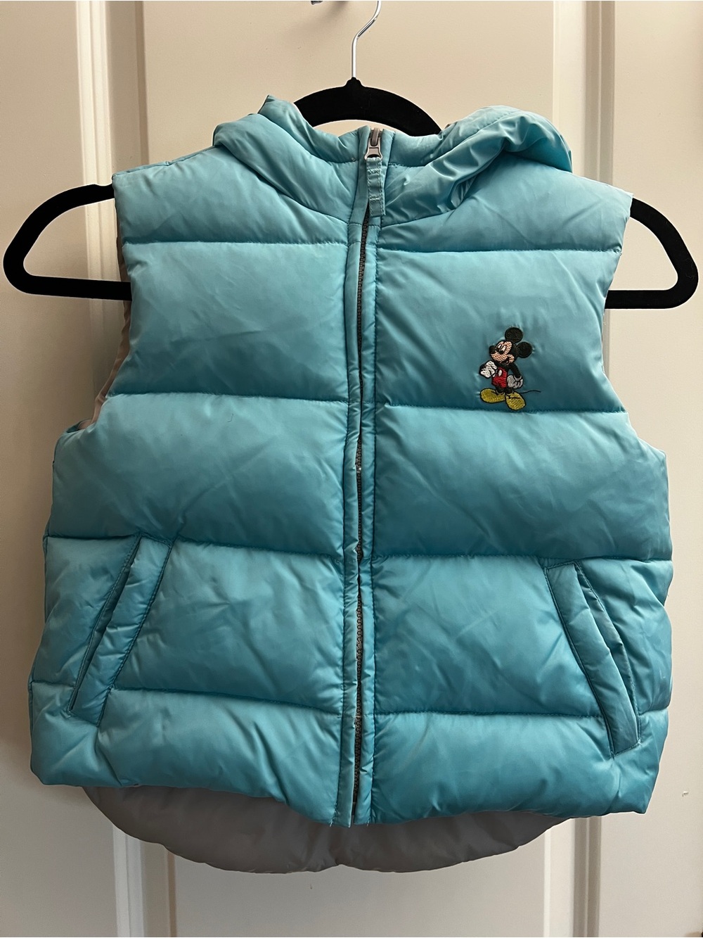 Disney Kids Mickey Mouse Aqua zipped Puffer Vest Size 7